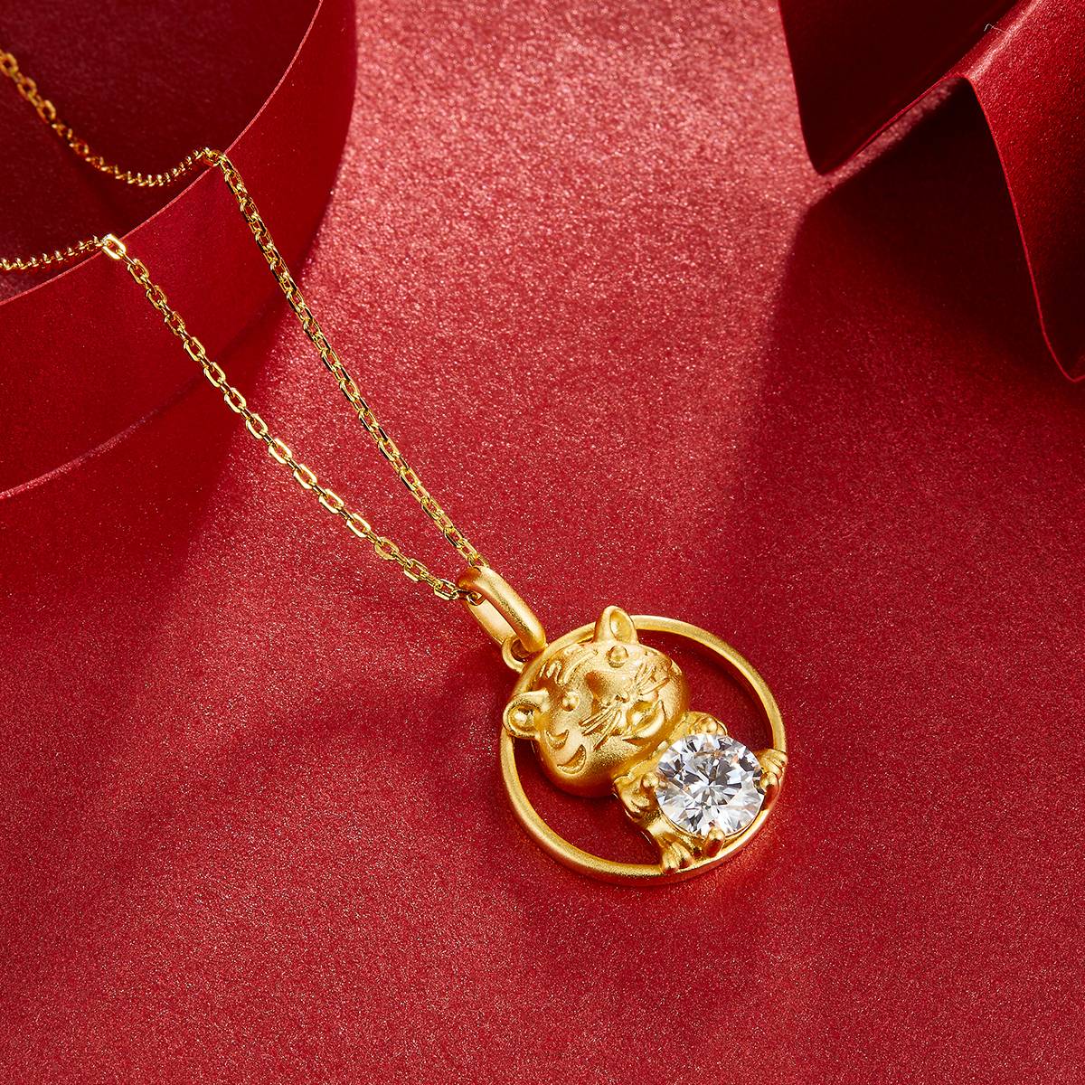 Zodiac Tiger Moissanite Necklace 1.0 Carat